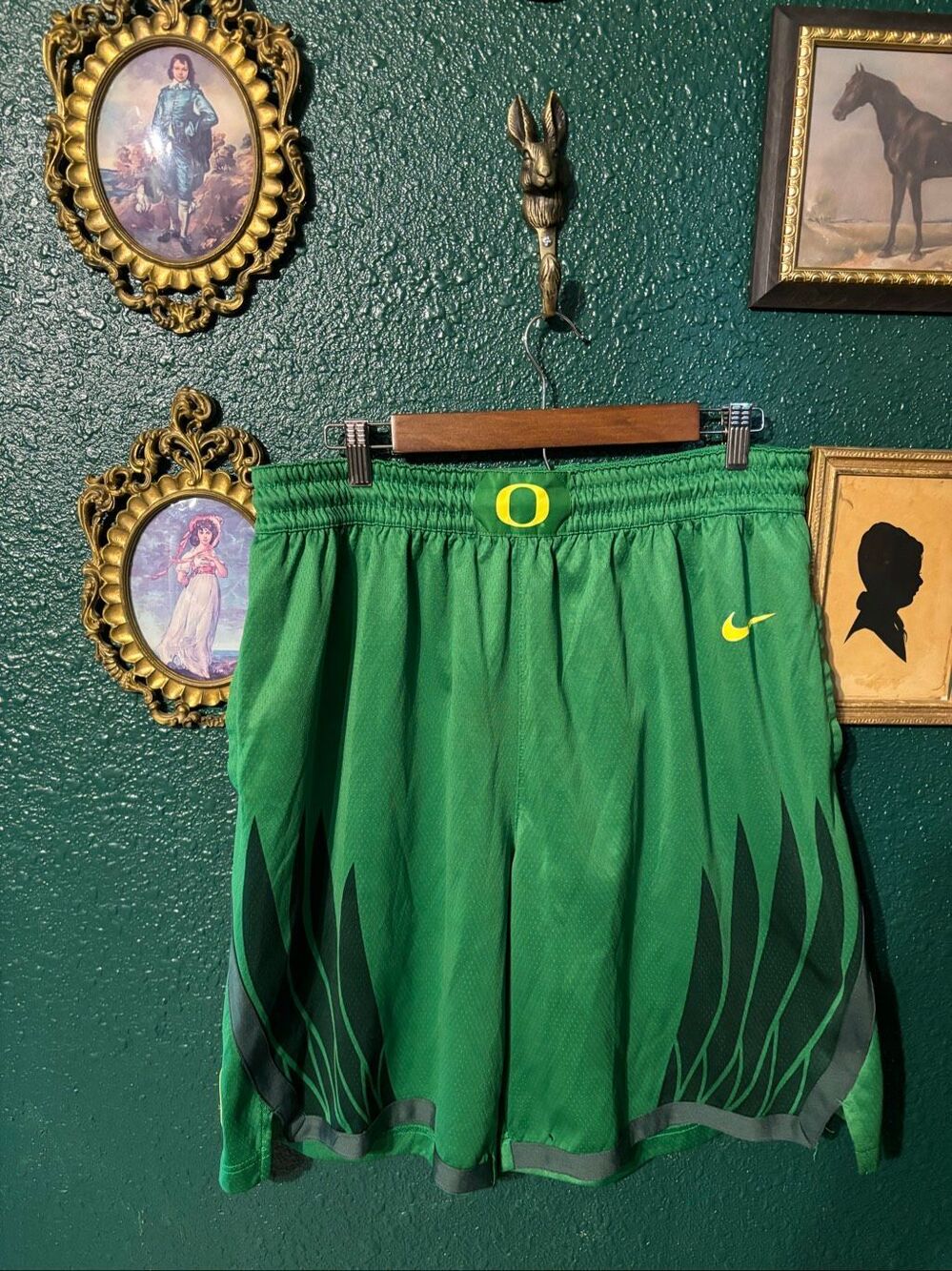MENS SZ XXL NIKE OREGON DUCKS GREEN YELLOW BASKETBALL GAME SHORTS USA